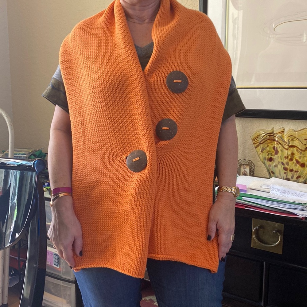 Hand knit scarf from pure handknit one size orange